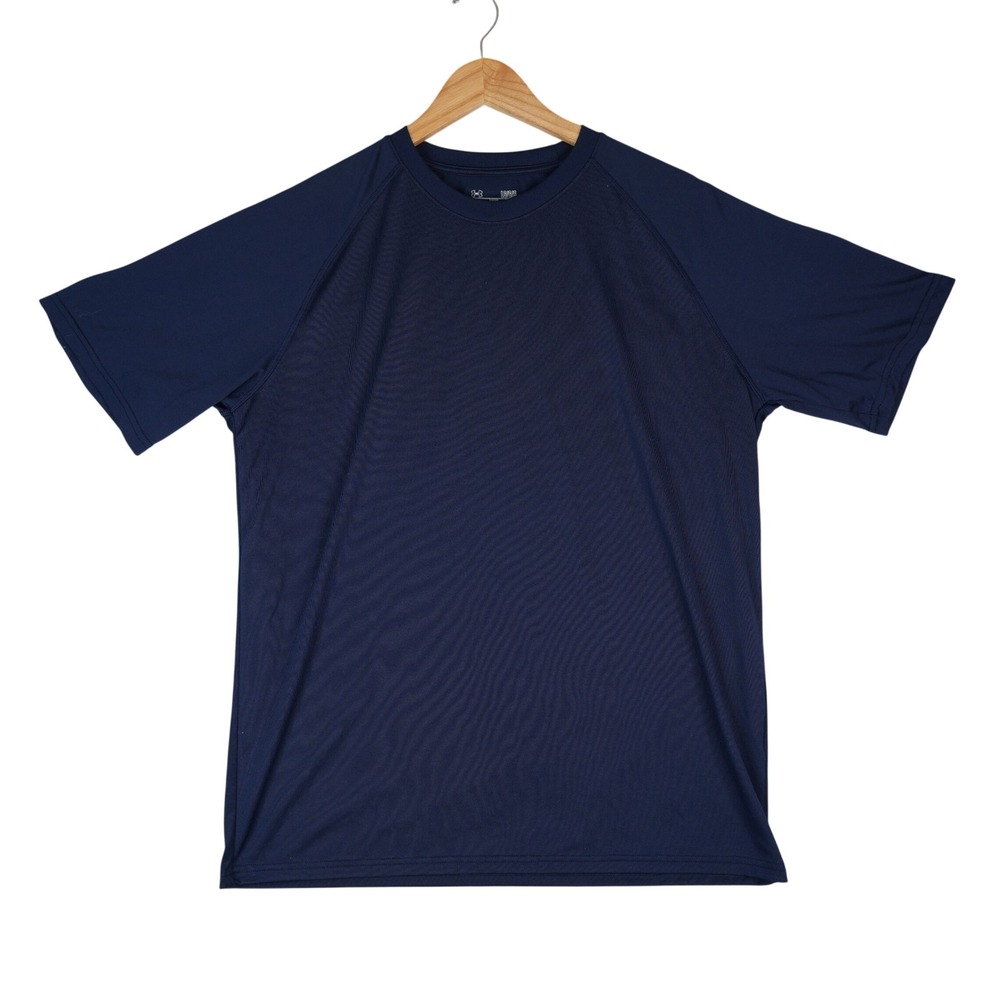 Under Armour HeatGear T-Shirt Mens L‎ Navy Blue Loose Fit Performance Athletic